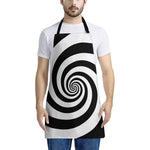 Black And White Spiral Illusion Print Apron