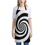 Black And White Spiral Illusion Print Apron
