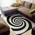 Black And White Spiral Illusion Print Floor Mat