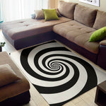 Black And White Spiral Illusion Print Area Rug
