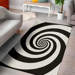 Black And White Spiral Illusion Print Area Rug