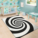 Black And White Spiral Illusion Print Area Rug