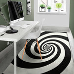 Black And White Spiral Illusion Print Area Rug
