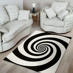 Black And White Spiral Illusion Print Area Rug