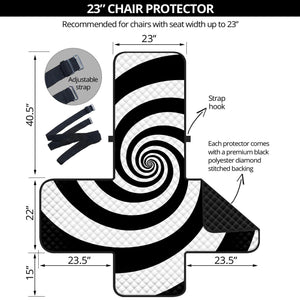 Black And White Spiral Illusion Print Armchair Protector