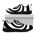 Black And White Spiral Illusion Print Black Running Shoes