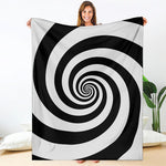 Black And White Spiral Illusion Print Blanket