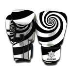 Black And White Spiral Illusion Print Boxing Gloves