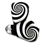 Black And White Spiral Illusion Print Boxing Gloves