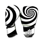Black And White Spiral Illusion Print Boxing Gloves