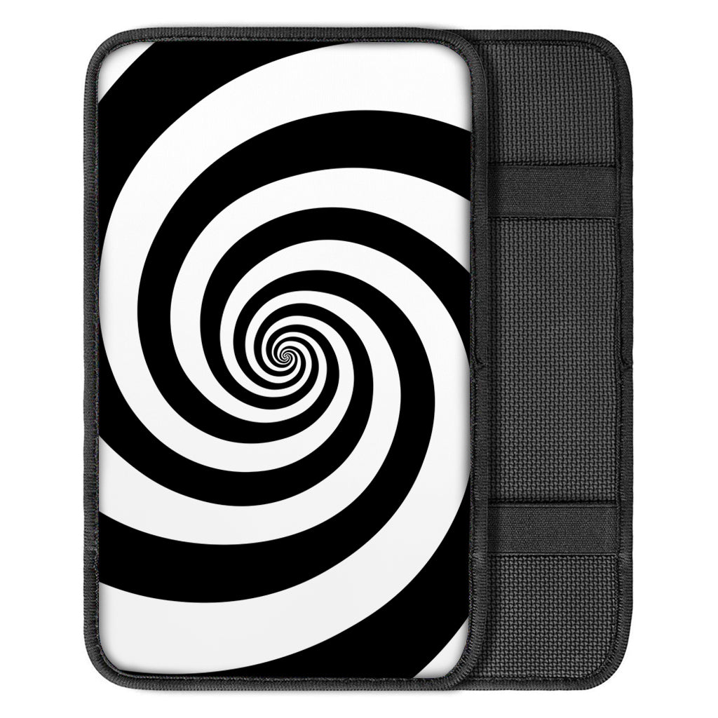 Black And White Spiral Illusion Print Car Center Console Cover