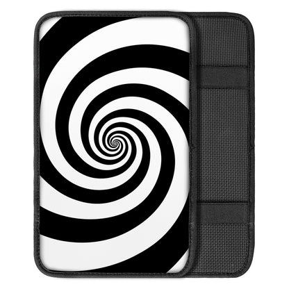 Black And White Spiral Illusion Print Car Center Console Cover
