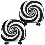 Black And White Spiral Illusion Print Car Headrest Covers