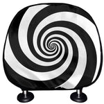 Black And White Spiral Illusion Print Car Headrest Covers