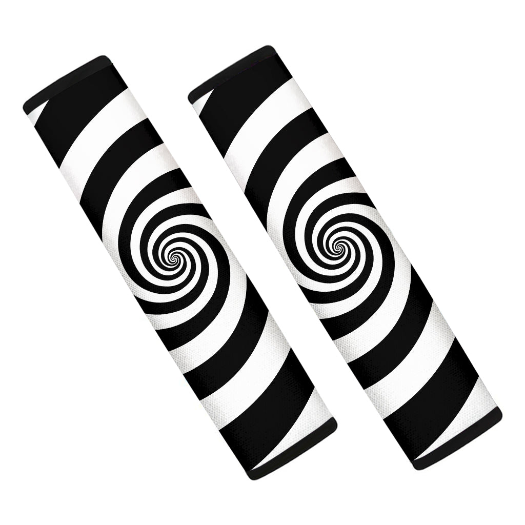 Black And White Spiral Illusion Print Car Seat Belt Covers