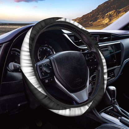 Black And White Spiral Illusion Print Car Steering Wheel Cover
