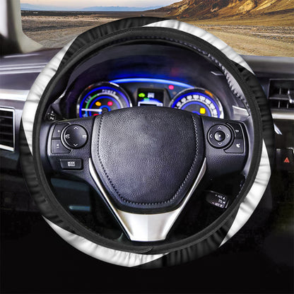 Black And White Spiral Illusion Print Car Steering Wheel Cover