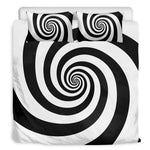 Black And White Spiral Illusion Print Duvet Cover Bedding Set