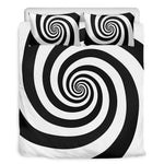 Black And White Spiral Illusion Print Duvet Cover Bedding Set