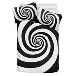 Black And White Spiral Illusion Print Duvet Cover Bedding Set