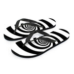 Black And White Spiral Illusion Print Flip Flops