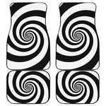 Black And White Spiral Illusion Print Front and Back Car Floor Mats