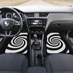 Black And White Spiral Illusion Print Front and Back Car Floor Mats