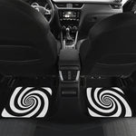Black And White Spiral Illusion Print Front and Back Car Floor Mats
