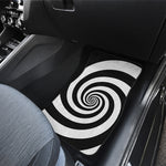 Black And White Spiral Illusion Print Front and Back Car Floor Mats