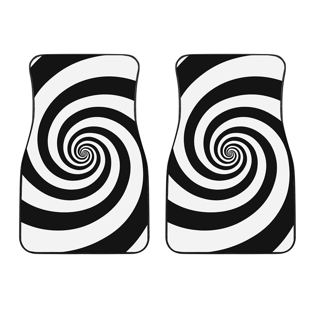 Black And White Spiral Illusion Print Front Car Floor Mats