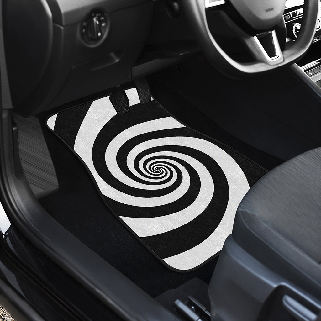 Black And White Spiral Illusion Print Front Car Floor Mats