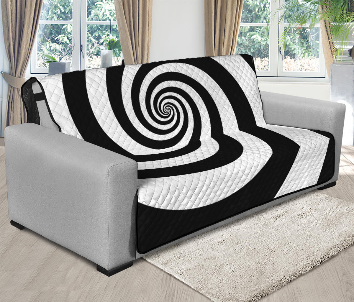 Black And White Spiral Illusion Print Futon Protector