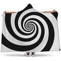 Black And White Spiral Illusion Print Hooded Blanket