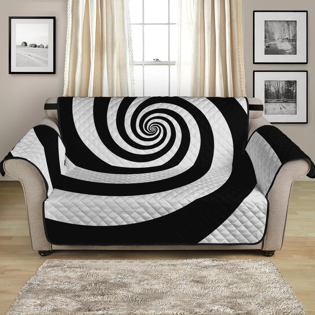 Black And White Spiral Illusion Print Loveseat Protector