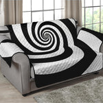 Black And White Spiral Illusion Print Loveseat Protector