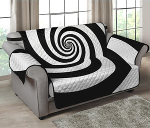 Black And White Spiral Illusion Print Loveseat Protector