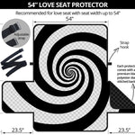 Black And White Spiral Illusion Print Loveseat Protector