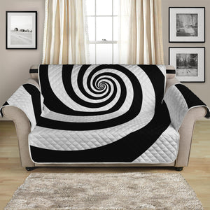 Black And White Spiral Illusion Print Loveseat Protector