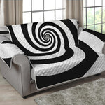 Black And White Spiral Illusion Print Loveseat Protector