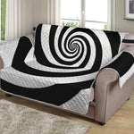 Black And White Spiral Illusion Print Loveseat Protector