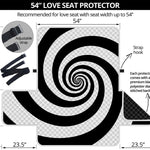 Black And White Spiral Illusion Print Loveseat Protector