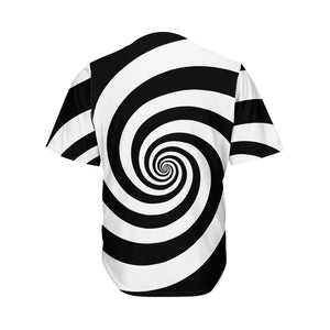 Black And White Spiral Illusion Print Men's Baseball Jersey