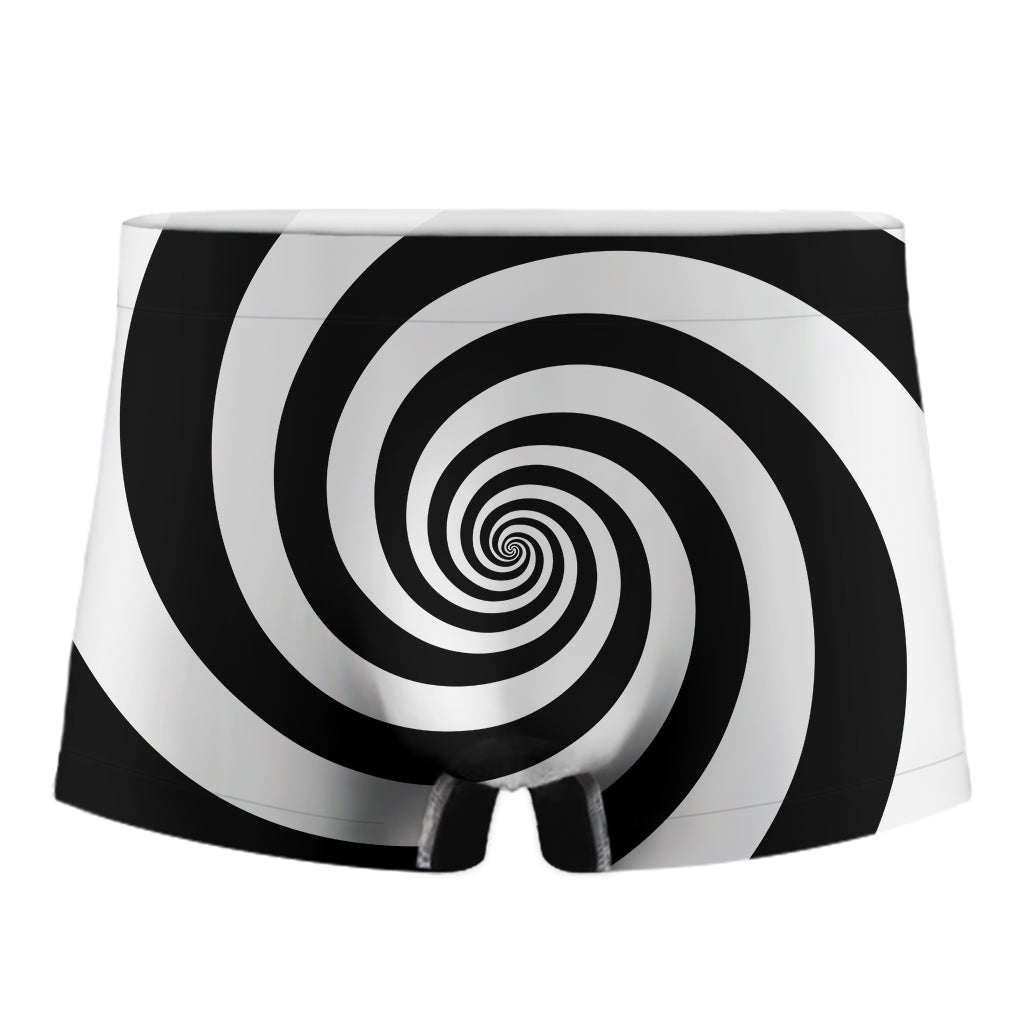 Black And White Spiral Illusion Print Men's Boxer Briefs