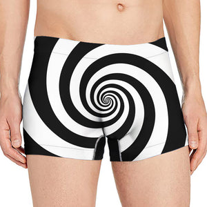 Black And White Spiral Illusion Print Men's Boxer Briefs