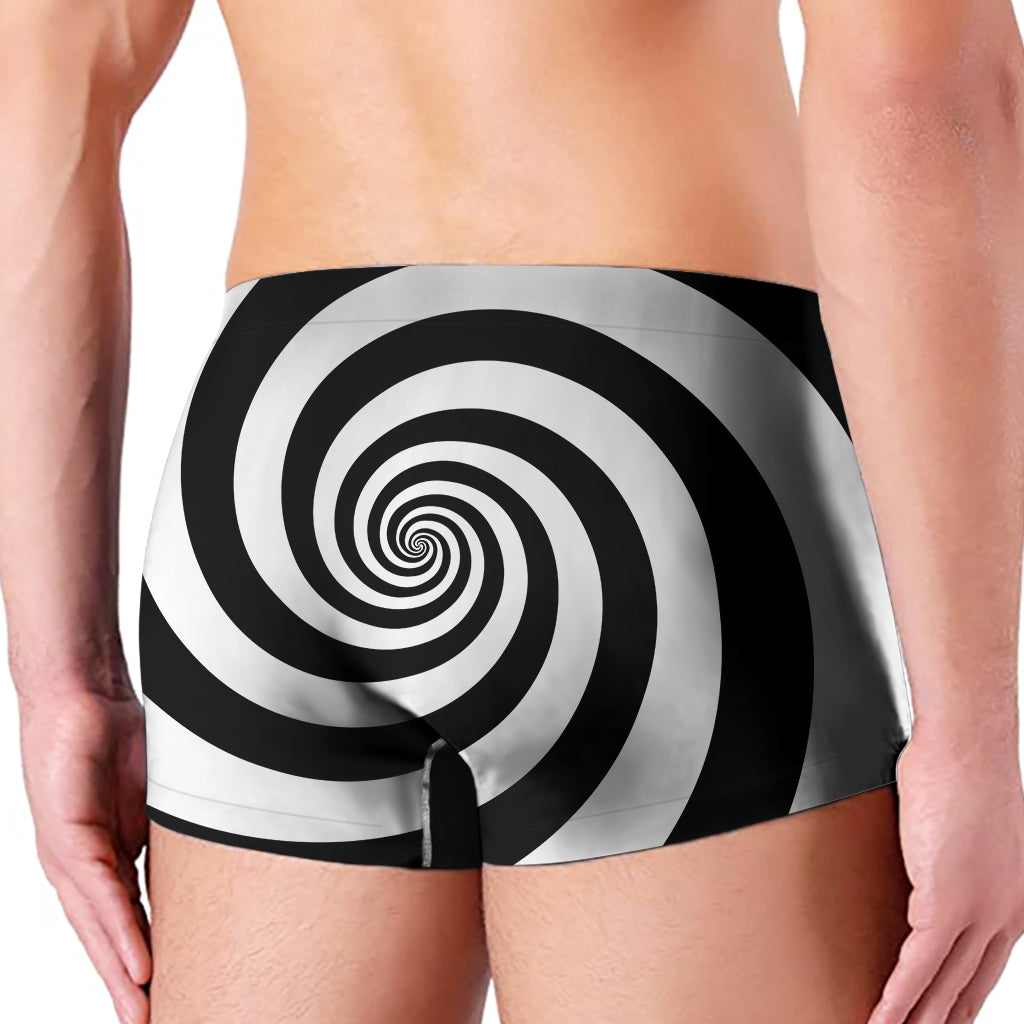 Black And White Spiral Illusion Print Men's Boxer Briefs