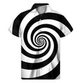 Black And White Spiral Illusion Print Men's Short Sleeve Shirt