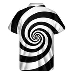 Black And White Spiral Illusion Print Men's Short Sleeve Shirt