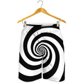Black And White Spiral Illusion Print Men's Shorts