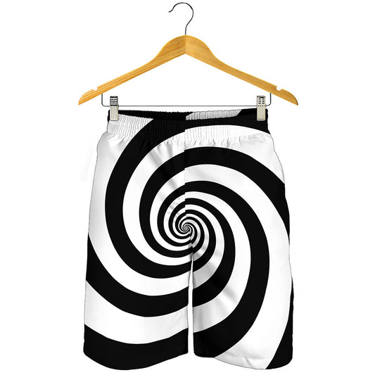 Black And White Spiral Illusion Print Men's Shorts