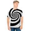 Black And White Spiral Illusion Print Men's T-Shirt